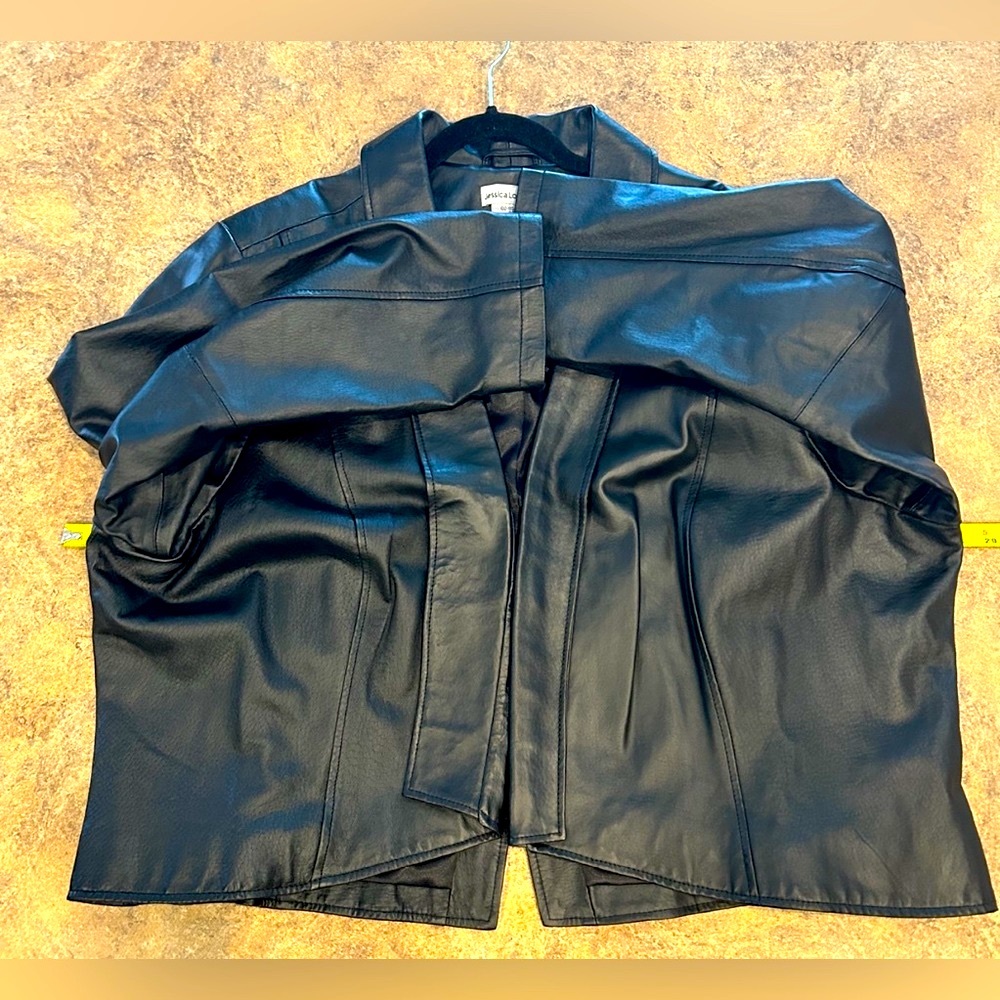 Jessica London Women’s 100% Leather cropped open coat jacket #1074…SZ XXL 28